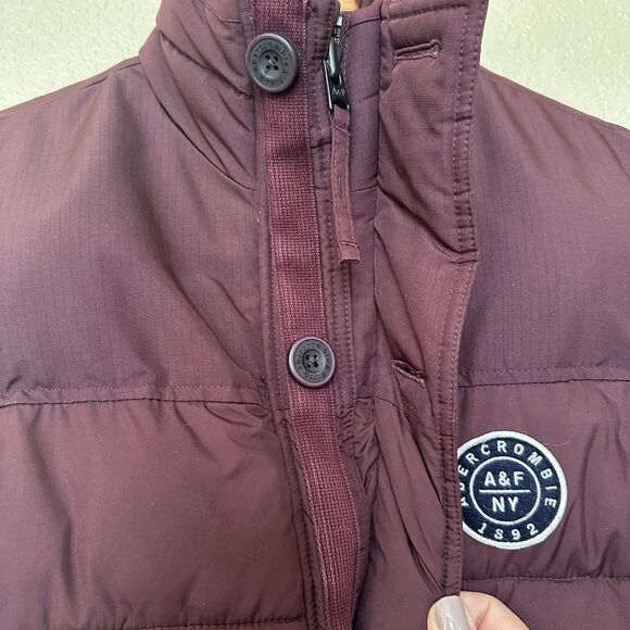 Abercrombie Fitch Puffer Vest Men Small Fleece Quilted Lined Button Zip Y2K 00s - Picture 7 of 10